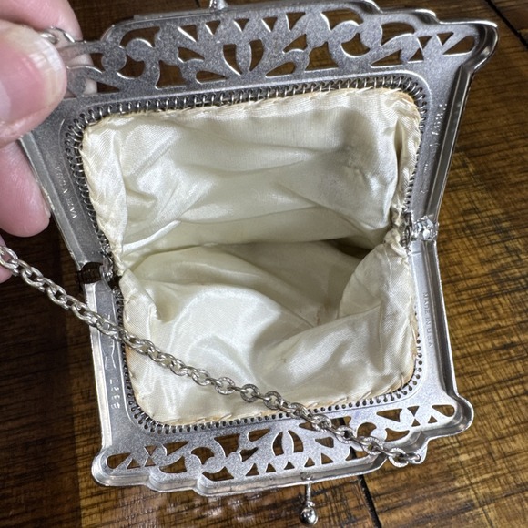 Vintage Whiting & Davis Silver Metal Mesh Chainmail Mini Purse 2897 Made In USA - Picture 5 of 9
